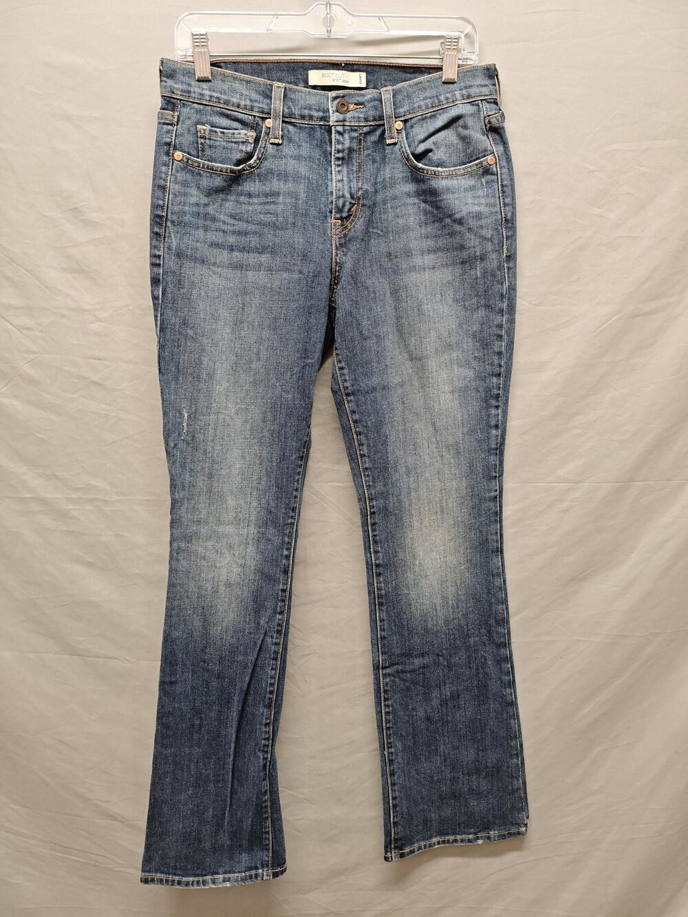 Levis 515 Jeans Womens 6 Blue Boot Cut Stretch Medium Wash Studded Flap Pockets
